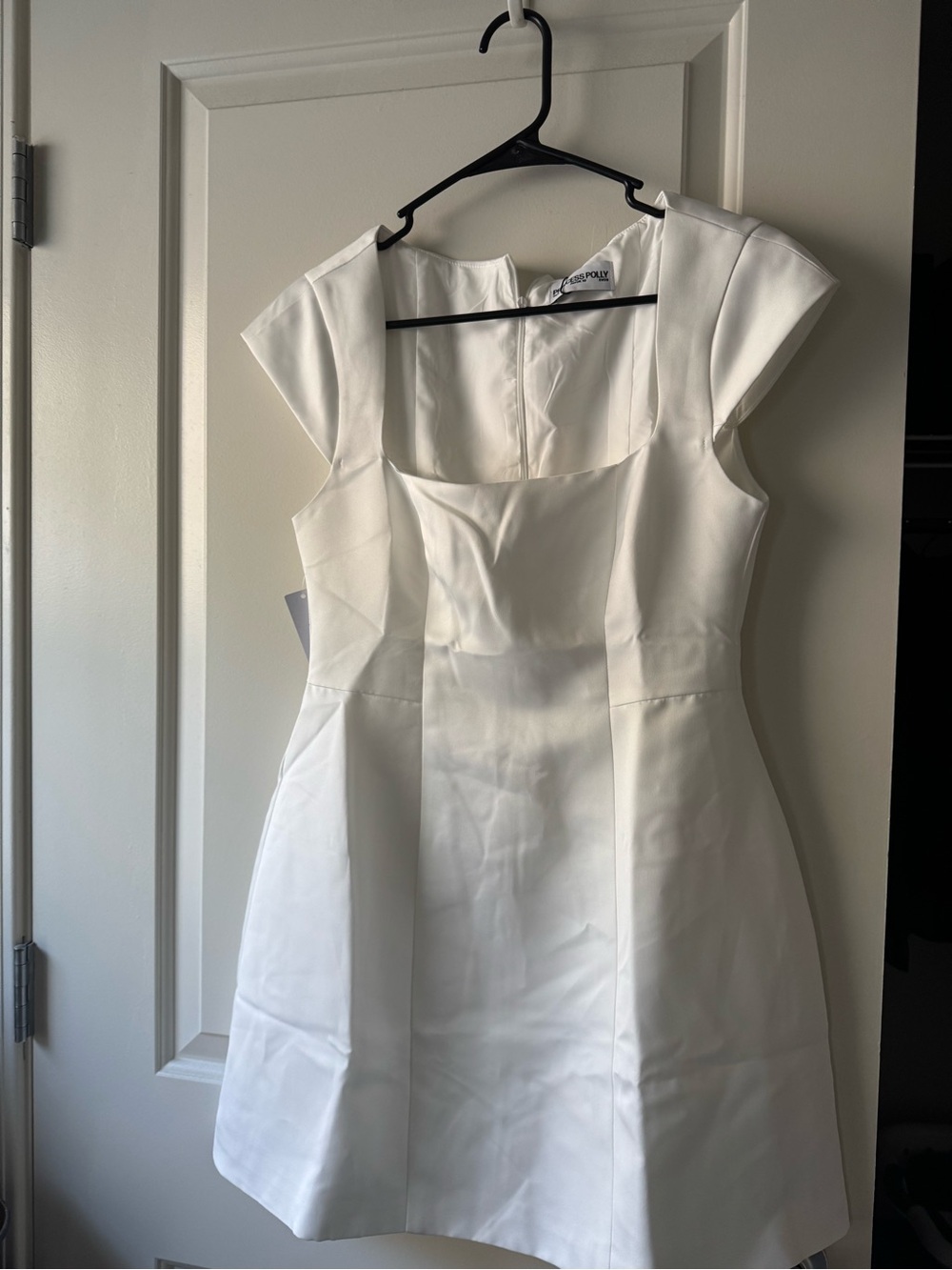 Princess Polly White Cap-Sleeve Square-Neck Mini Dress